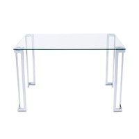 Mesa de comedor rectangular, mesa moderna para salon de cristal y acero, Dalí