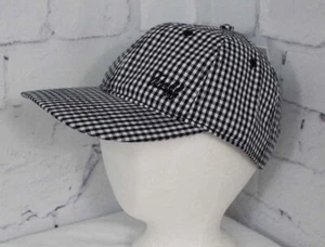 Neff Wilson Cap Adjustable Strap Back Curved Brim Hat Black Gingham Check New - Picture 1 of 2