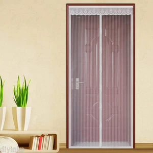 White Lace Hands Free Auto Mesh Screen Net Door with Magnets Anti Mosquito Bug - Picture 1 of 2