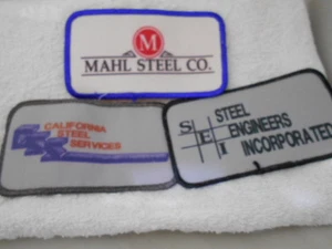 LOT OF 3 STEEL COMPANY SILK SCREEN  SEW ON NAME PATCH TAGS (26) - Picture 1 of 1