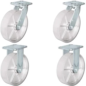 CasterHQ - 8" x 2" Steel Wheel Casters - Set of 4 Casters - 2 Swivel & 2 Rigid - Picture 1 of 4