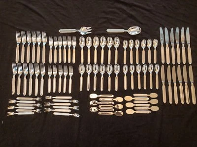 Frantz Hingelberg Dinamarca Art Deco plata esterlina servicio de cena para 12, 85 piezas Foto 1 de 4