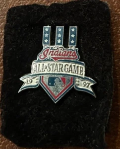 MLB All-Star Game 1997 Hat Lapel Pin Clevland Indians Script Jacobs Field NWOT - Picture 1 of 1