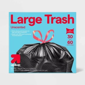 Large Drawstring Trash Bags - 30 Gallon - up&up™ 60ct - Picture 1 of 3