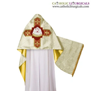 NEW Metallic Gold Humeral Veil wt Pelican embroidery,voile huméral, velo omerale - Picture 1 of 1