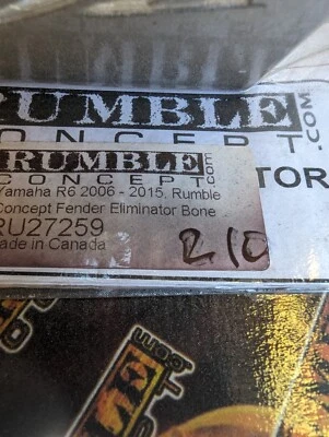 Eliminador guardabarros Rumble Concepts Yamaha FZ6R 09-14 TR#676800 RU36602 R10 Foto 1 de 4