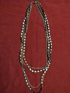Collana di perline multifilo lunga invecchiata - Foto 1 di 4