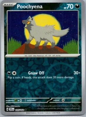 Poochyena SV05: Temporal Forces 105/162 Near Mint NM Reverse Holo - Image 1 of 2