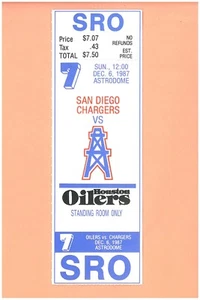 Kellen Winslow FINAL TD catch 12-6-1987 ticket San Diego Chargers Houston Oilers - Picture 1 of 2
