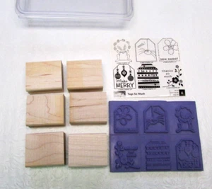 Stampin' Up! 6 pc. Wood NEW UnMounted Rubber Stamp Set - TAGS SO MUCH - Picture 1 of 1