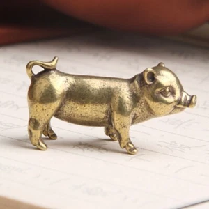 Brass Pig Figurine Small Statue Animal Figurines Toys Table Decoration Gift - Picture 1 of 6