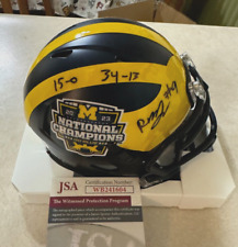 Michigan Wolverines ROD MOORE  Signed Riddell Replica Mini Helmet  JSA