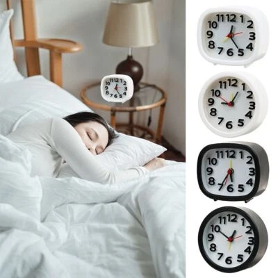 Battery Operated Quartz Alarm Clock Night Light No Tick Bedroom Bedside Clocks - Image 1 of 4