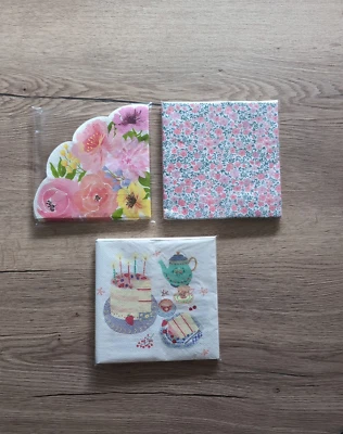 12 розовых цветочных зубчатых круглых салфеток с краями или чайником для торта чашки чая сада вечеринки - Изображение 1 из 4