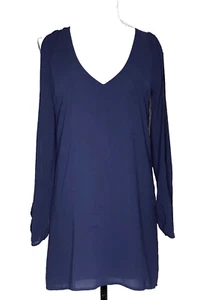 Tobi Cold Shoulder Oberteil mit Schlitzen Ärmeln Damen klein blau V-Ausschnitt gefüttert - Bild 1 von 14