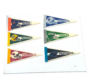 VTG NFL Mini Felt Pennant LOT OF 6 COWBOYS PACK BEARS CARDS EAGLES PANTHER - Picture 1 of 3