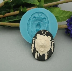 Silicone Mold Grizzly Bear Jewelry Making Resin Polymer Clay. - Picture 1 of 4