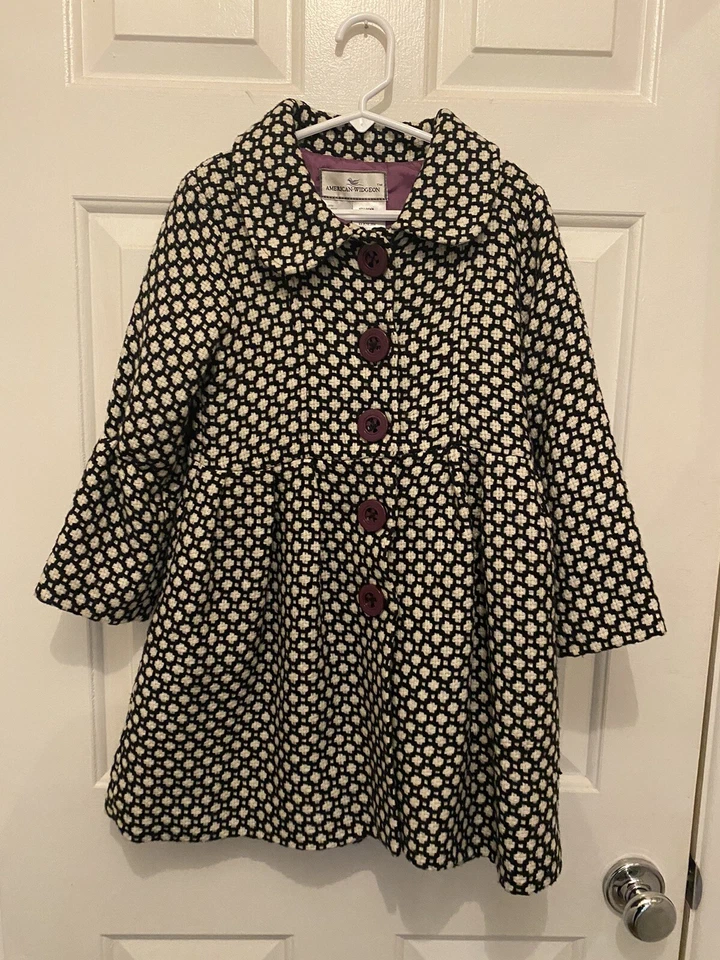 Jaqueta casaco Widgeon feminina tamanho 6 excelente estado usado preto branco e roxo botões. - Imagem 1 de 4