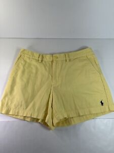 Ralph Lauren Sport Women’s SZ 8 Yellow Flat Front Chino Shorts Logo 32x4.5” EUC!
