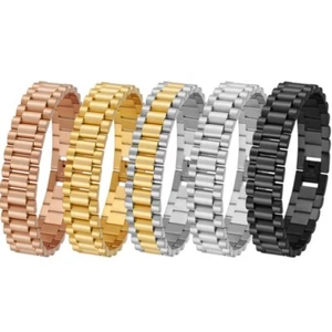 Pulsera de cadena de reloj de acero inoxidable chapado en oro de 15 mm de ancho 8/8,86 '' - Imagen 1 de 17