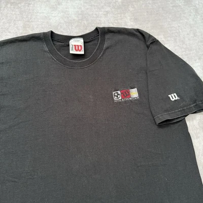 Camiseta De Colección Años 90 Wilson Bordada Logo Talla L Negra Fútbol Tenis Deportes  Foto 1 de 4