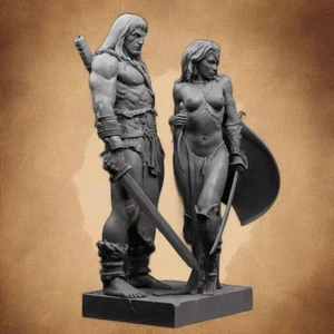 1/24 Resin Model Kit Barbarian and Nudes Princess Fantasy Unpainted - Picture 1 of 5