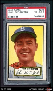 1952 Topps #320 John Rutherford Dodgers PSA 4 - VG/EX - Picture 1 of 2