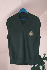 Gant Men's Dark Green Cotton Knitted College Vest Jumper Size M - Picture 1 of 11