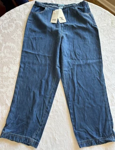 Pantalone donna Sigrid Olsen SoBlue zip laterale piatto davanti denim blu nuovo con etichetta - Foto 1 di 6