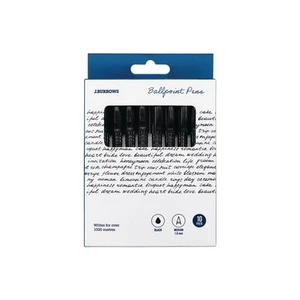 J.Burrows Ballpoint Pens Black 10 Pack - Picture 1 of 3