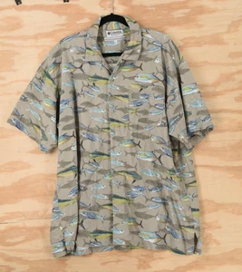 Vintage Columbia Fish AOP Herren Large Kurzarm Button Down Camp Hemd - Bild 1 von 12