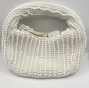 Anthropologie Maeve The Tate White Mini Beaded Shoulder Bag - Picture 1 of 7