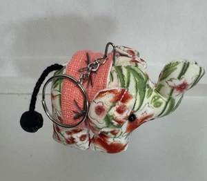 Handmade Fabric Elephant Keychain  Thailand Elephant Floral Fabric - Picture 1 of 6