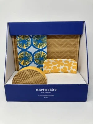 Marimekko For Target Yellow Print 4 Pc Serving Set 2 Trays, Plate, Covered Bowl - Image 1 of 4