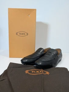 Tod's Mocassino Vaschetta Rimessa Brian Halbschuhe Herren UK 6 schwarz Leder Schürze Zehe - Bild 1 von 13