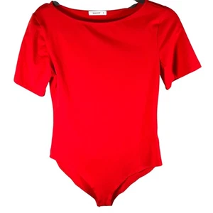 Body rojo para mujer MANGDIUP talla S manga corta mezcla de algodón básico - Imagen 1 de 11
