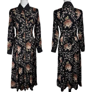 NUEVO Vestido Camisa Midi Vintage Nostalgia Floral Oscuro Pequeño Boho Caprichoso Hada Años 90 - Imagen 1 de 18