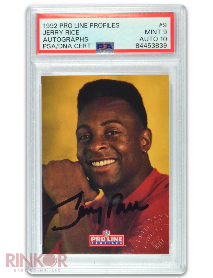 1992 Pro Line Profiles Auto Jerry Rice #9 PSA/DNA MINT 9 AUTO 10 - Image 1 of 3