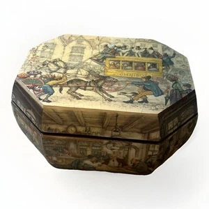 Vintage Anton Pieck Wooden Octagon Decoupage cedar Box Large 9x6.5x4inch - Picture 1 of 9