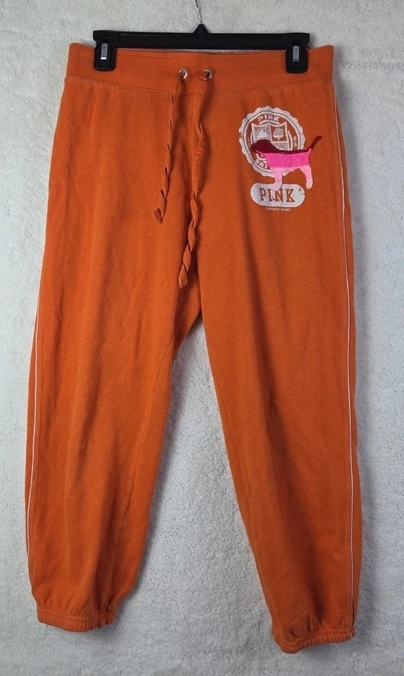 罕见 Y2K Victoria’s Secret 粉色 XS 狗标志 我最喜欢的出汗 流行橙色 — 第 1/4 张图片