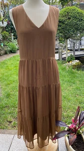 HALLHUBER Wunderschönes Kleid Braun Seidekleid Gr.42 XL Super Qualität Kuschelwe - Bild 1 von 14
