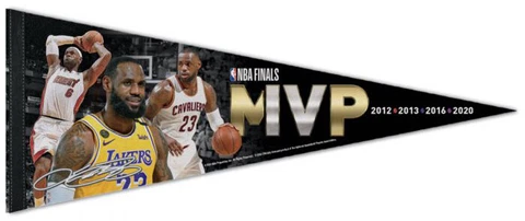 LeBron James 4-TIME NBA FINALS MVP Lakers Cavs + Premium Felt Collectors PENNANT Cover