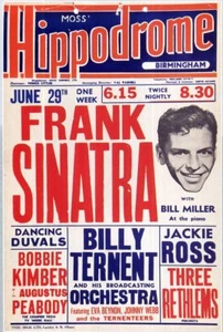 FRANK SINATRA Concert Window Poster - Birmingham Hippodrome 1953 30"x20" reprint - Picture 1 of 1