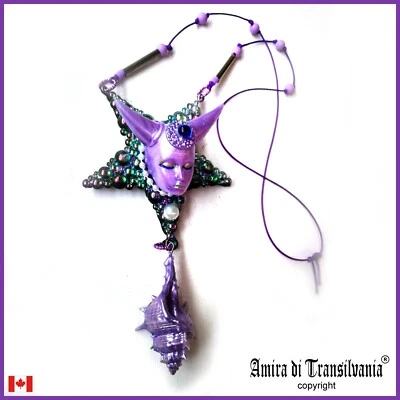 Jewelry Woman Necklace Pendant Inverted Pentagram Star Lilith Goddess Hornered - Image 1 of 4