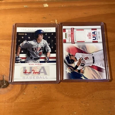 2013 Panini USA Baseball Sam Ferri Autograph Card /25 & Memorabilia /199 - Image 1 of 2