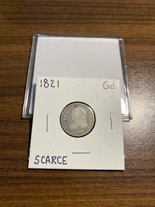 1821-P Capped Bust Silver Dime 10C GOOD (Gd) Type 1, Large Dentils - Picture 1 of 4