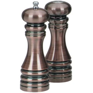 7" Acrylic Burnished Copper Pepper Mill & Salt Shaker Set - Foto 1 di 6