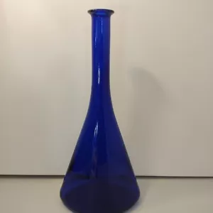 Botella jarra de vidrio azul cobalto vintage 12,75" cuello largo base patrón liso - Imagen 1 de 14