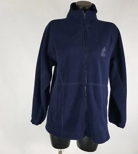 Disneyland Paris Resort Sz L Sweater Mickey Mouse Chest Logo Blue Front Zip NICE - Picture 1 of 7