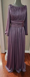 Vintage 1970s Women's Off Shoulder Maxi Long Sleeved Evening Dress Purple - Picture 1 of 8